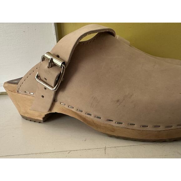 Mia Alma Classic Clogs Wooden Platform Oatmeal Leather sz 36 - Picture 15 of 16
